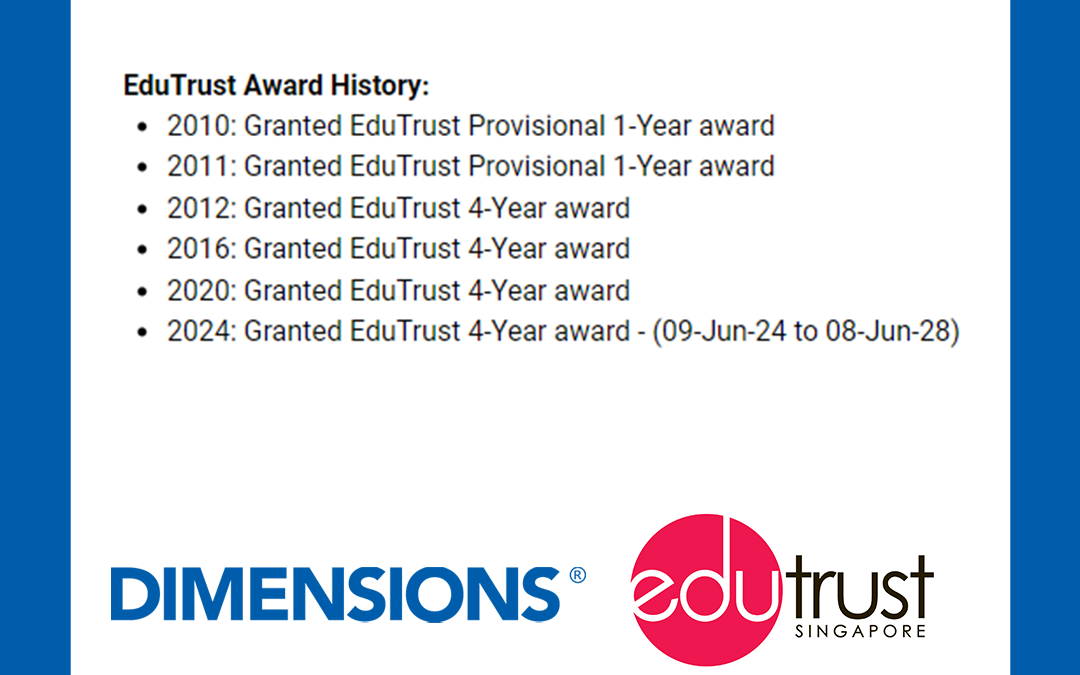 DIMENSIONS’ Conferred EduTrust Award