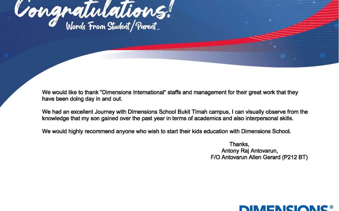 Parent Testimonials For DIMENSIONS